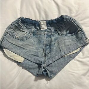 One Teaspoon Blue Jean Shorts Distressed Cuffed Hem